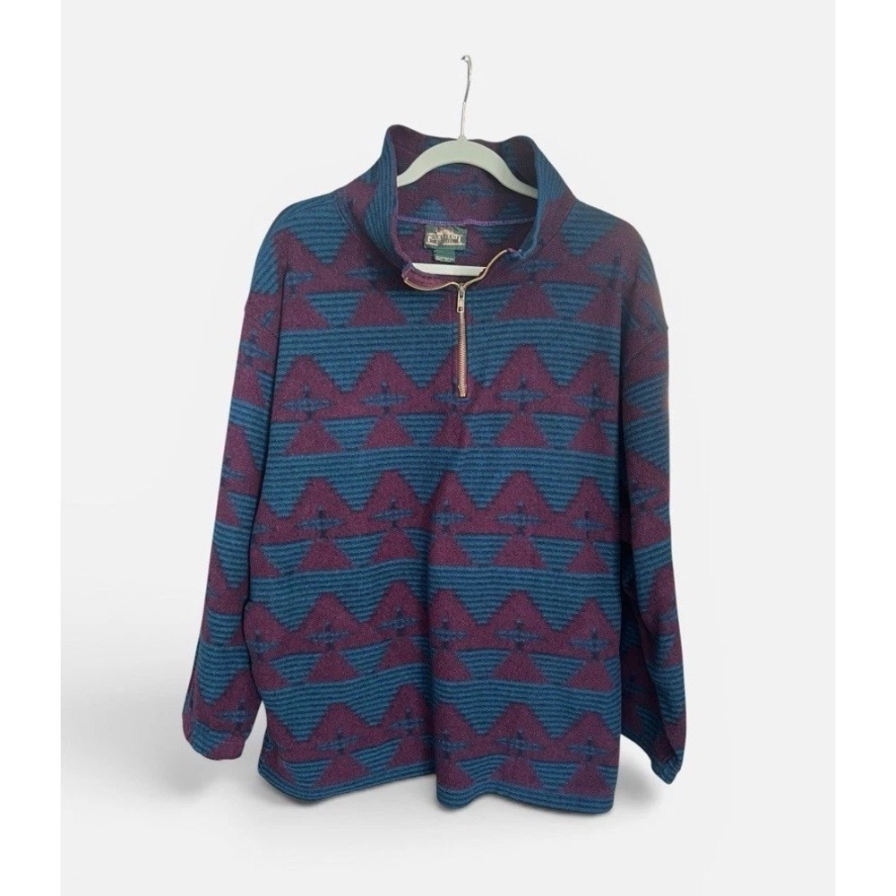 Greatland Apparel Fleece Pullover Jacket Men's Large Aztec Southwest 1/4 Zip